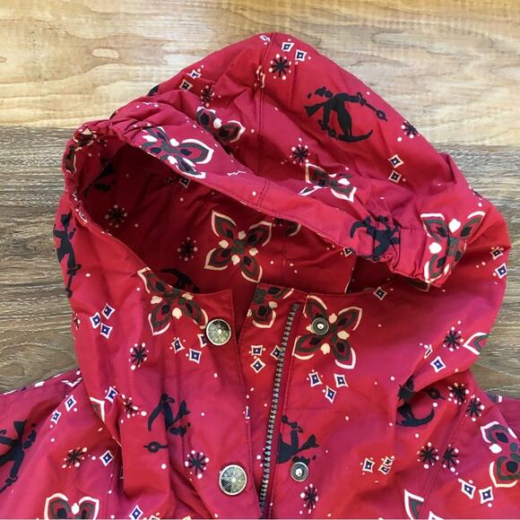 L.L. Bean Kids Vintage Hooded Ski Jacket Red Bandana Pocket Size 10-12 - Picture 5 of 13